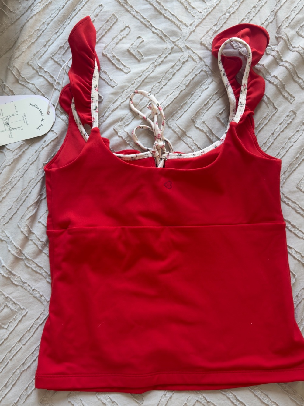 Blogilates Red Ruffle-Trim Tank Top - Picture 3 of 4